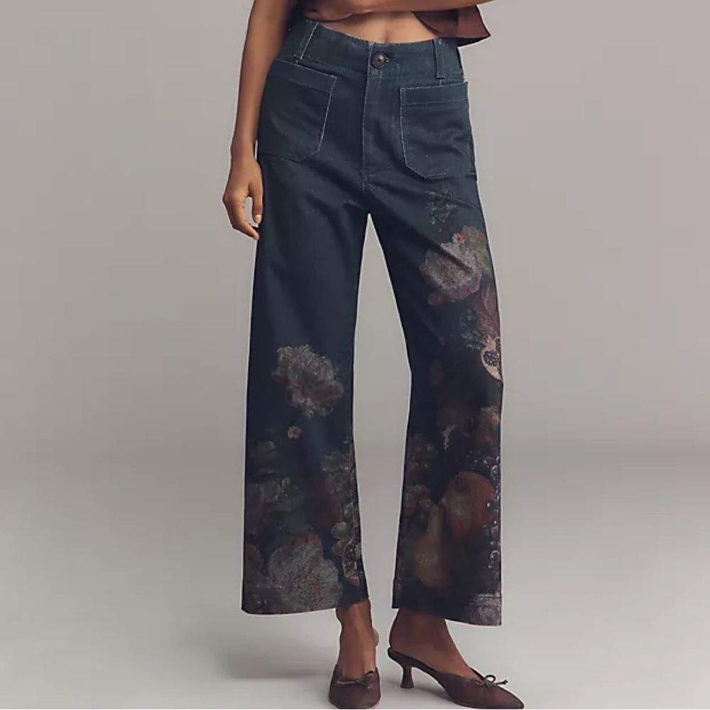 Maeve x Anthropologie Colette Printed Wide Leg Jeans